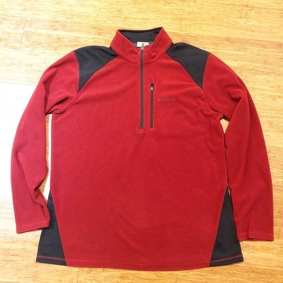 Columbia red quarter zip fleece pullover jacket. L - Picture 1 of 8